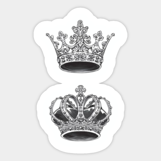 King & Queen Crowns King And Queen For Couple Sticker TeePublic